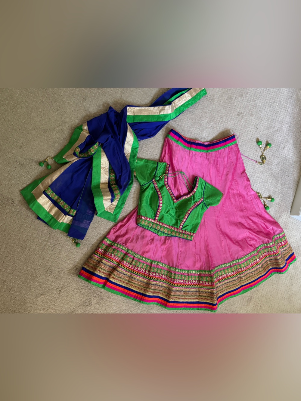 Pink Embroidered Indian Lehenga/ chaniya choli - size small
